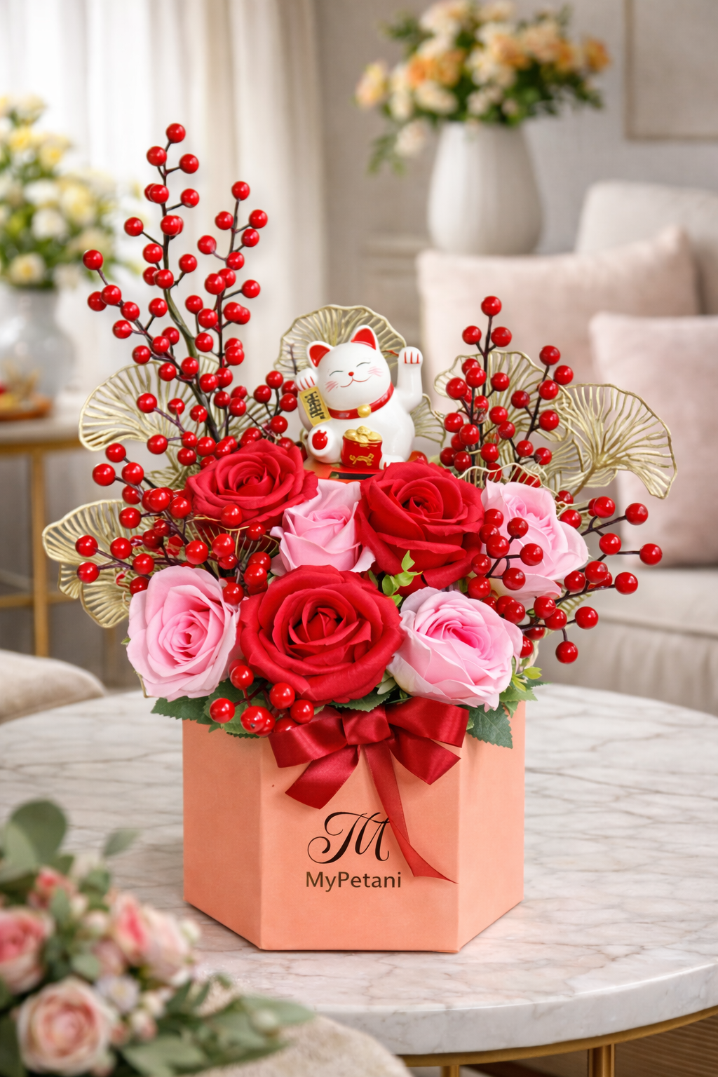 BB006 Artificial Soap Flowers Fortune Cat Bloom Box