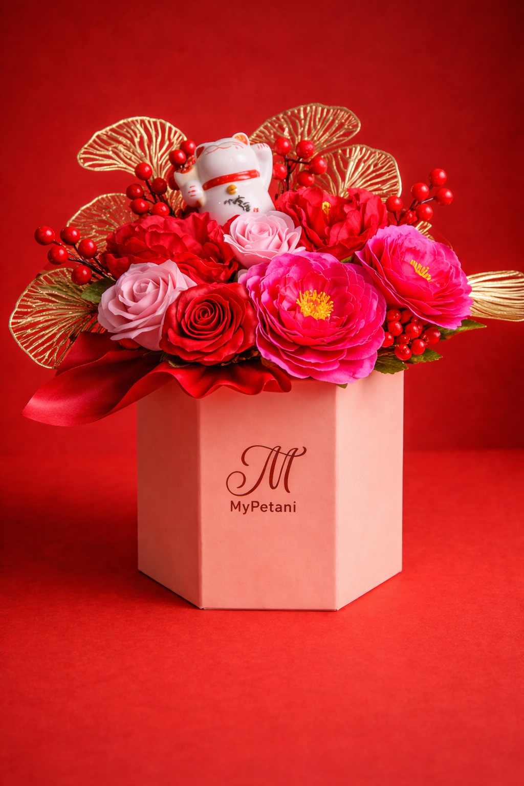 BB004 Artificial Soap Flowers Fortune Cat Bloom Box