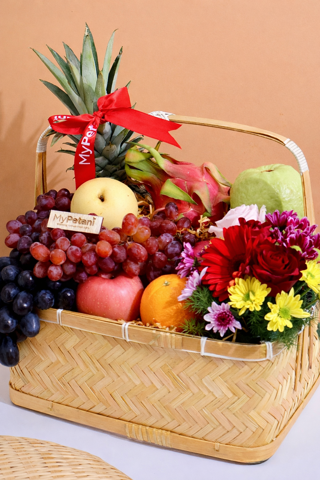 Shah Alam Flowers & Fruits Basket - Cream OR Brown Colour Basket