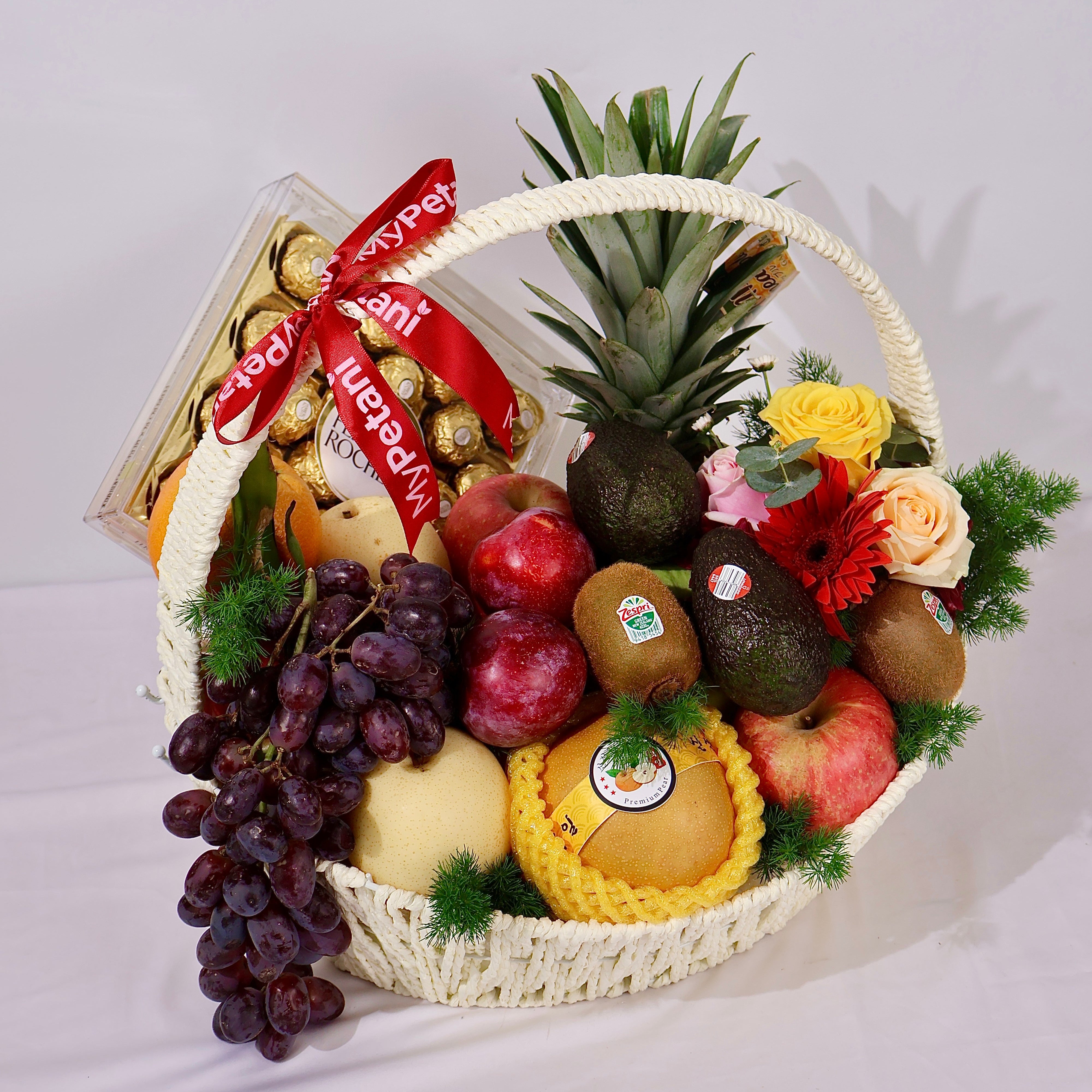 Dazzling Fruits & Flower Royale Basket (Available in Selangor, KL, Penang & JB Only)