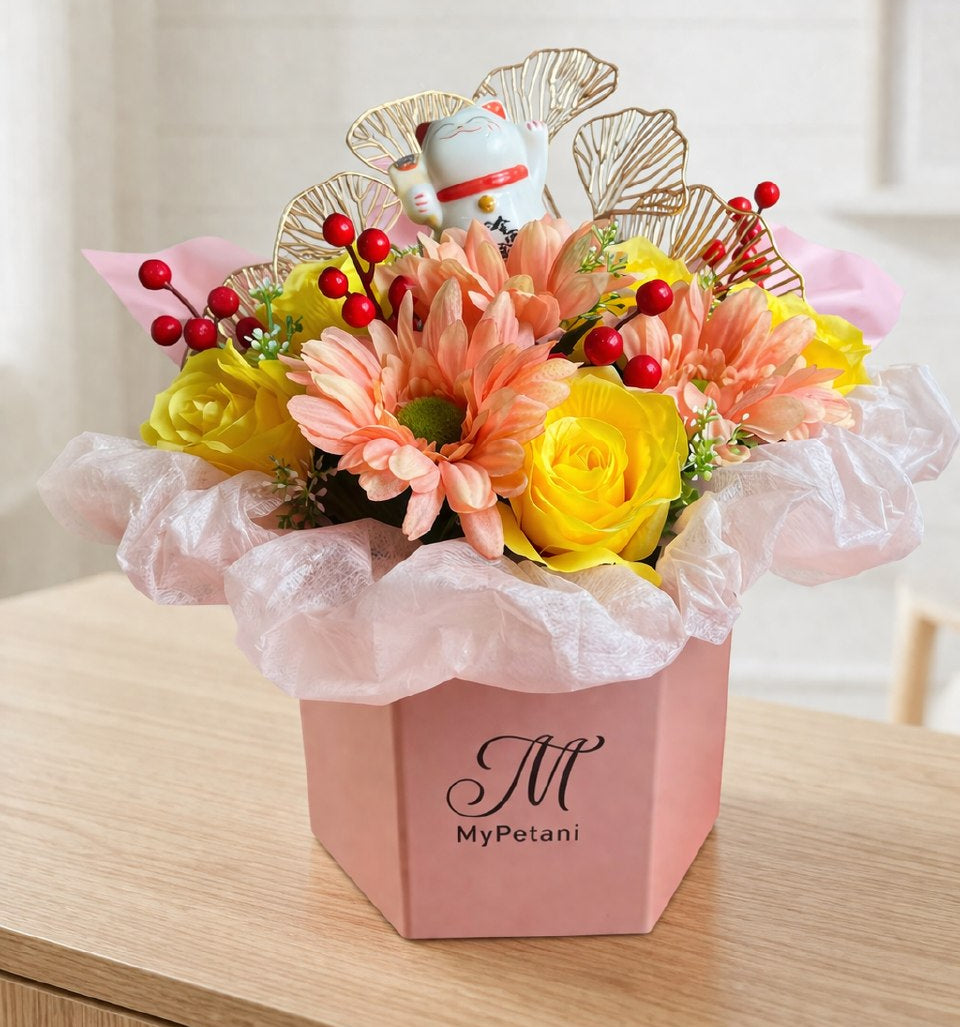 BB003 Artificial Soap Flowers Fortune Cat Bloom Box