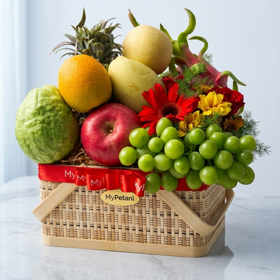 Blossom Fruits & Fresh Flowers Basket