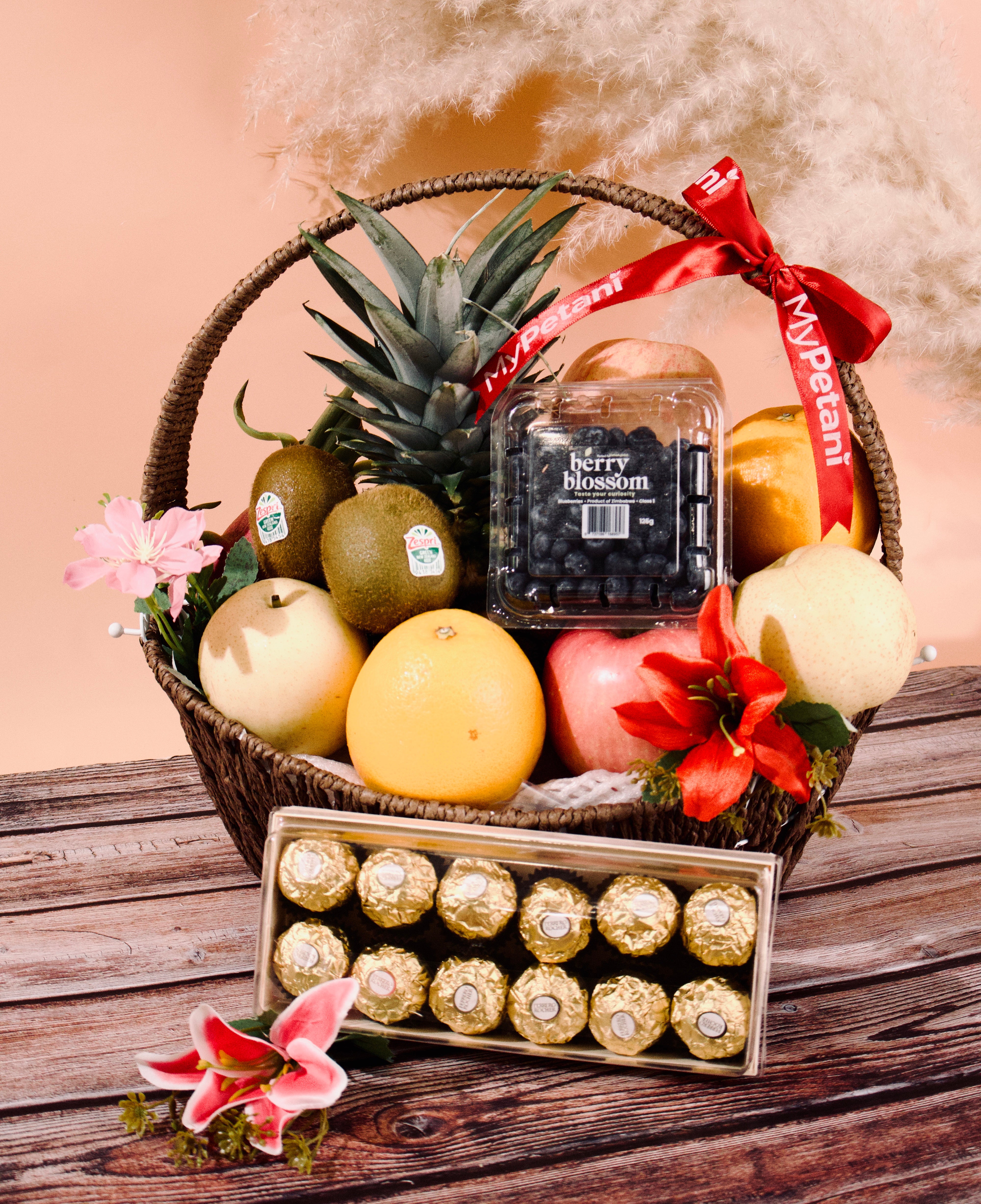 Deluxe VIP Luxury Fruit Basket (with 12 pc Ferrero Rocher)