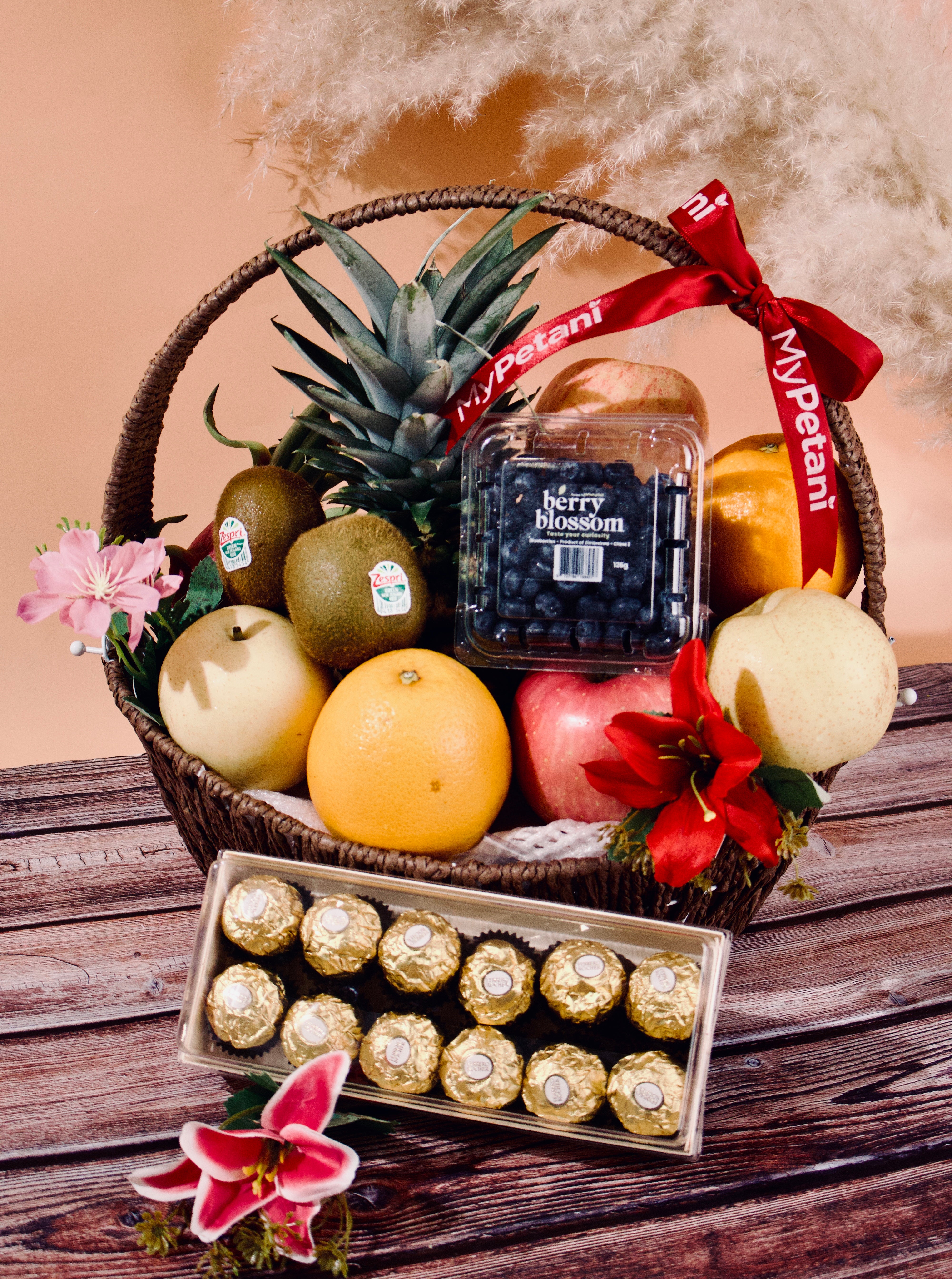 Deluxe VIP Luxury Fruit Basket (with 12 pc Ferrero Rocher)