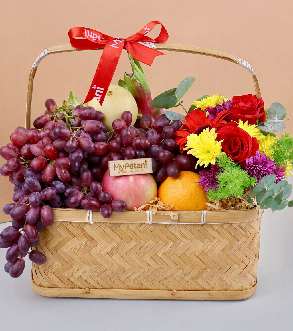 Shah Alam Flowers & Fruits Basket - Cream OR Brown Colour Basket