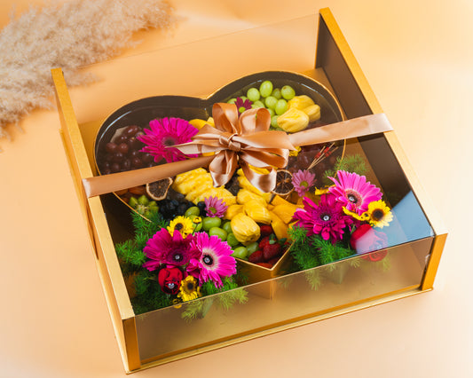 Majestic Sunnah Gold Fruits & Flowers Gift Box - L 49cm x W 49cm (Special in Klang Valley & Seremban only)