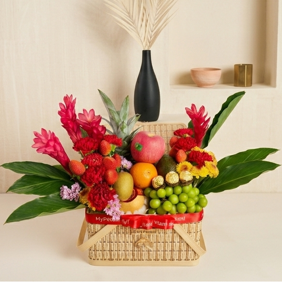 Maharaja Fresh Fruits & Flower Basket (Available in KL & Selangor only)