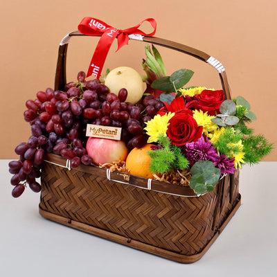 Shah Alam Flowers & Fruits Basket - Cream OR Brown Colour Basket