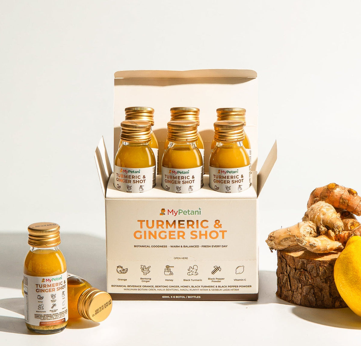 Turmeric & Ginger Daily Shots (60ml x 6 bottles) | Ready to Drink [Available in KL, Selangor & Penang only]