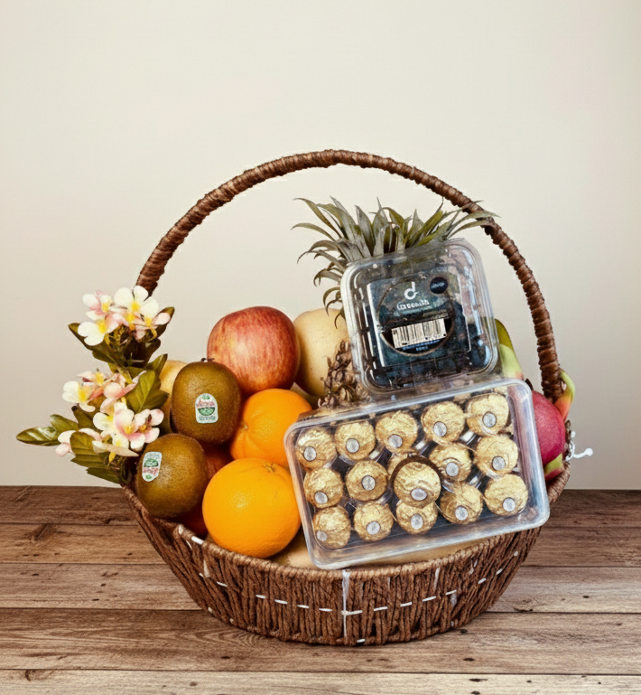 Special VVIP Fruit Basket with Ferrero Rocher Choc (16pcs)