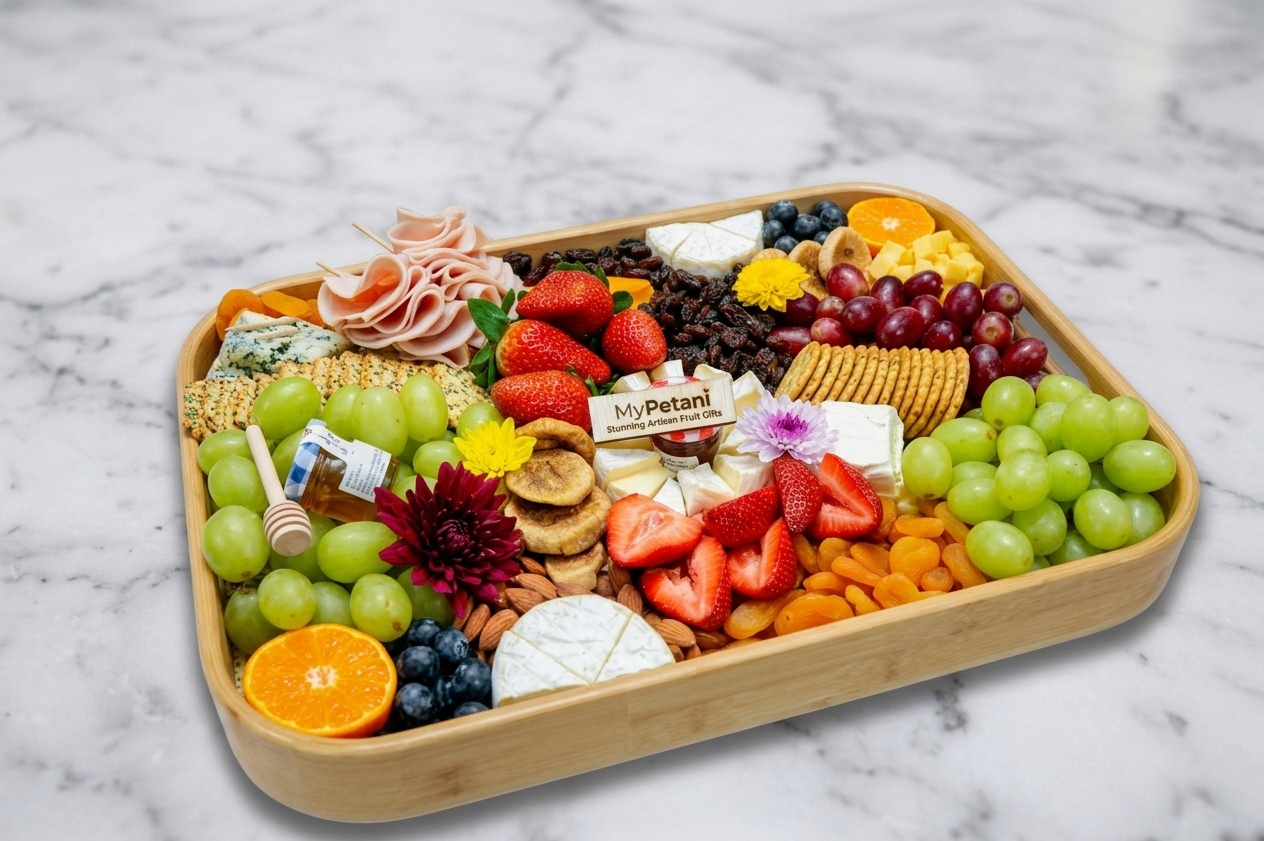 Glenmarie Cheese Lovers Charcuterie Grazing Platter (with Solid Wooden Tray)