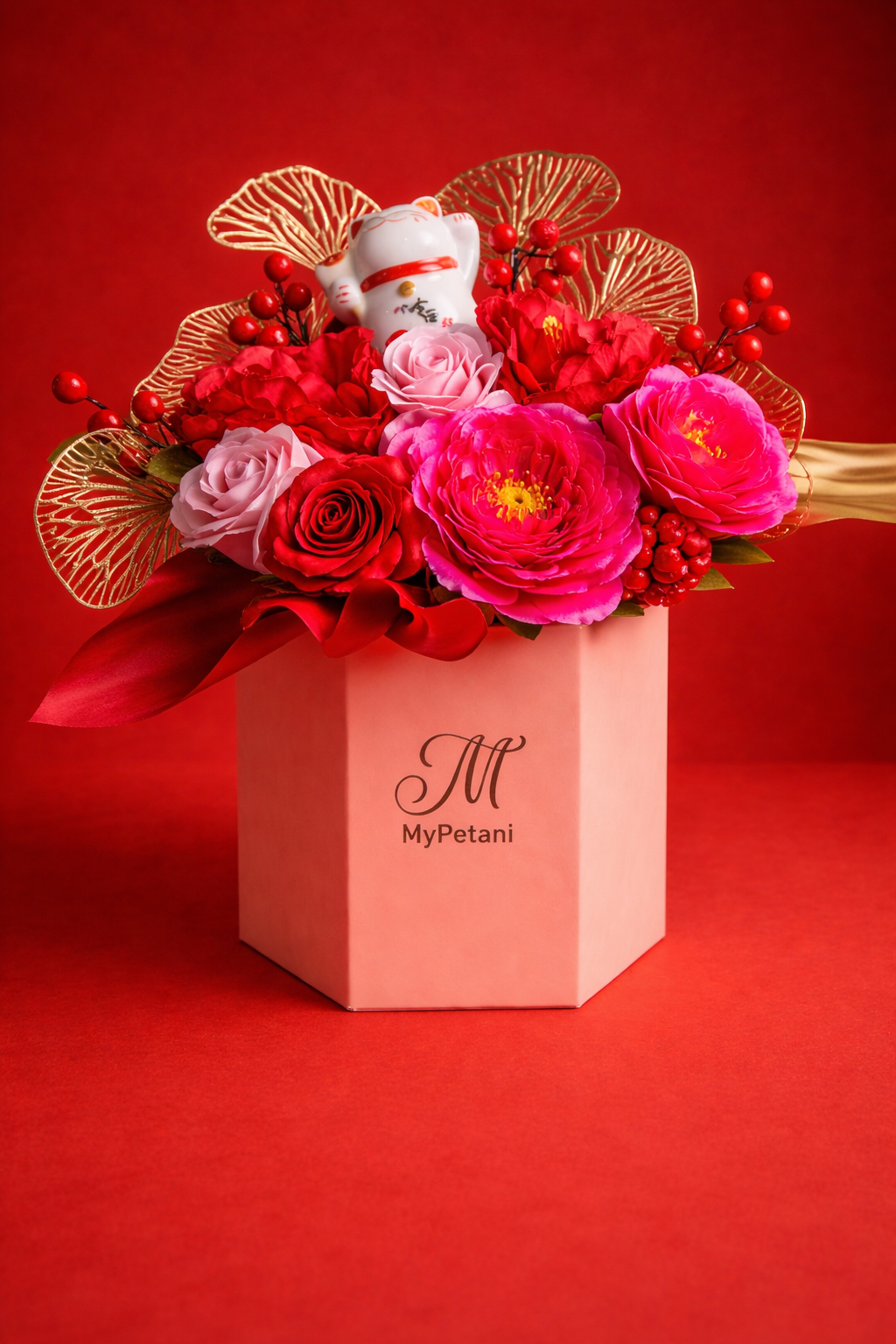 BB004 Artificial Soap Flowers Fortune Cat Bloom Box