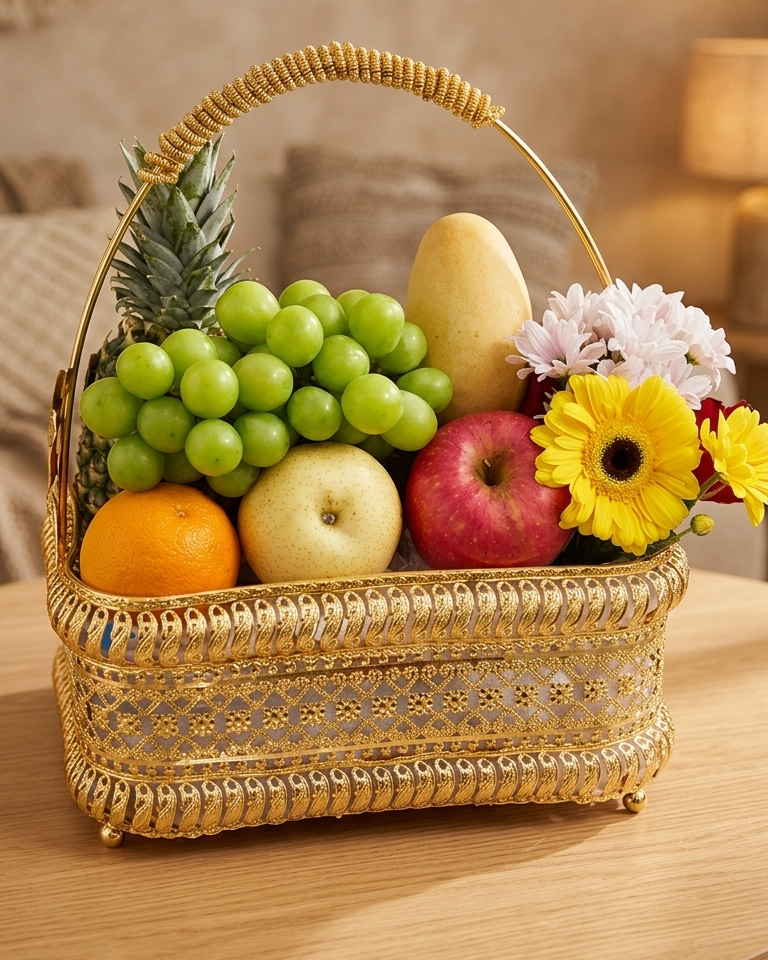 Majestic Fruits & Flower Basket
