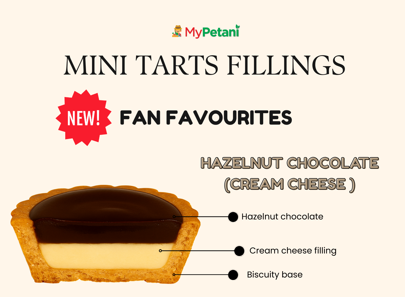 Mini Hazelnut Chocolate Cream Cheese Tarts (Available in KL, Selangor & Seremban)