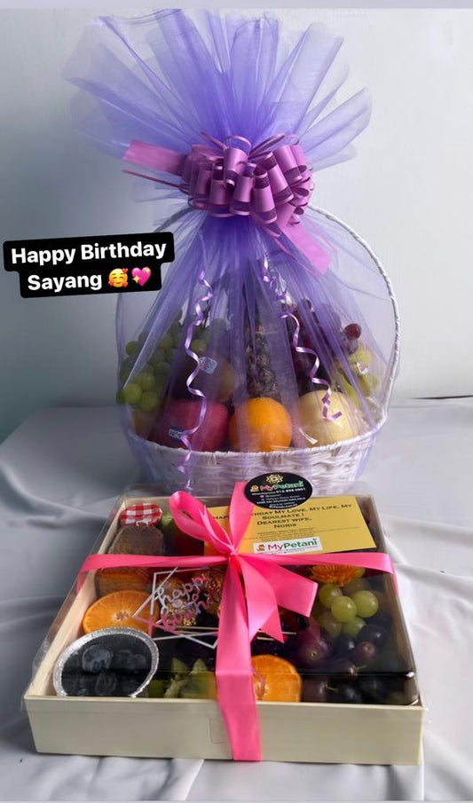 Luxurious Birthday Package (Fruit Platter L + Fruit Basket Luxury Y)